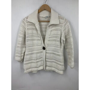 Boden Women's One-Button Cotton Open Knit 3/4 Sleeve Cardigan Size Size 12